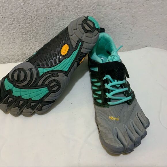 Vibram Five Fingers V-Train Cross Trainer Grey/Black/Aqua 18W6601 Wmn Size 7.5-8 - Picture 5 of 12